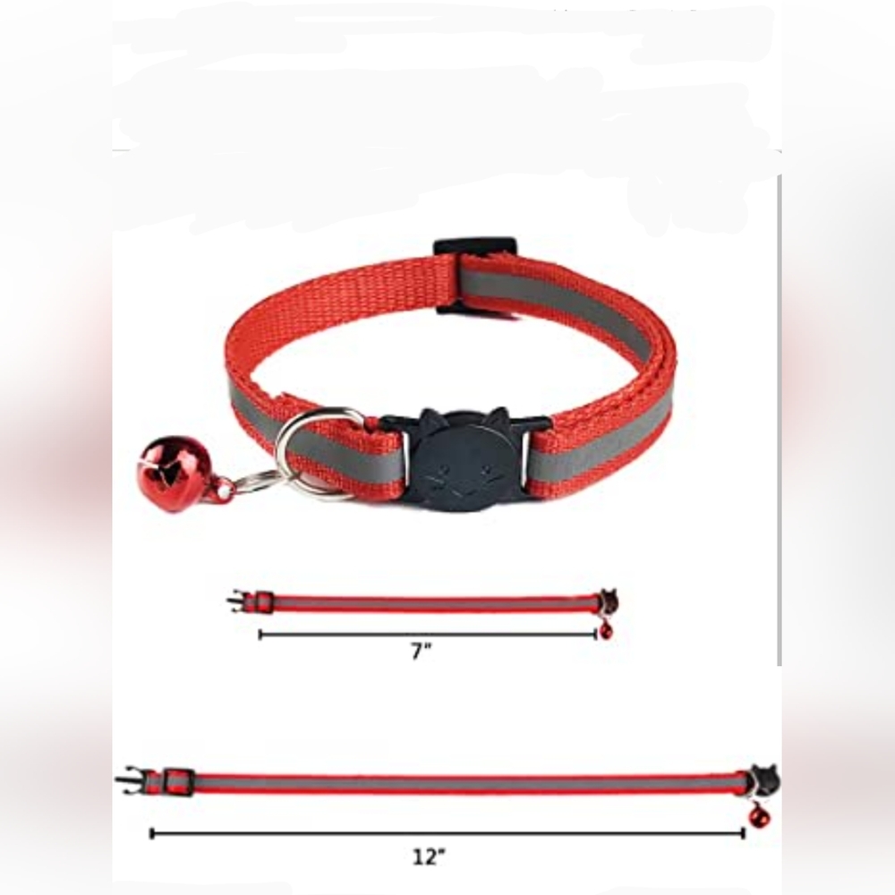 6/$15 Red And Black Bell, Reflective & Adjustable Breakaway Safe Cat Collar